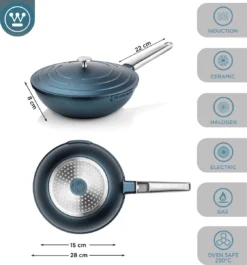 Westinghouse Performance Series - Wokpan Inductie - 28cm Luxe Wok Met Deksel - Blauw - Geschikt Voor Alle Warmtebronnen -Keukenpotten Winkel 1120x1200 1