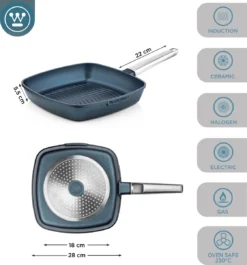 Westinghouse Performance Series - Grillpan Inductie 28cm - Luxe Grillpan - Blauw - Steakpan - Geschikt Voor Alle Warmtebronnen Inclusief Inductie En Ovenbestendig -Keukenpotten Winkel 1120x1200 11