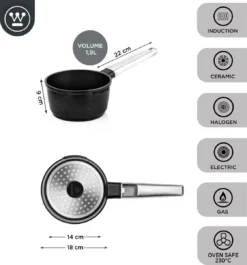 Westinghouse Performance Series - Steelpan Inductie 18cm - Zwart - Geschikt Voor Alle Warmtebronnen Inclusief Inductie En Ovenbestendig - Sauspan -Keukenpotten Winkel 1120x1200 6