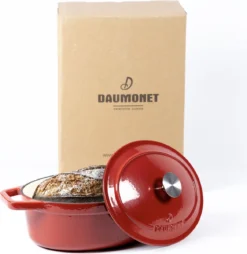 Daumonet Bocuse Rouge Gietijzeren Braadpan - Sudderpan Kersen Rood - Ovaal - Ø 29 Cm - 3 Liter - PFAS & PFOA Vrij - Emaille - Geschikt Voor Alle Warmtebronnen - Elektrisch - Gas - Halogeen - Inductie - Keramisch - Vaatwasserbestendig -Keukenpotten Winkel 1168x1200