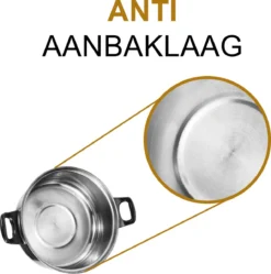 KitchenPrince 12-Delige Pannenset RVS - Pottenset - Kookpannen - Koekenpan - Steelpan - Bakpan - PFAS-Vrij - Pannenset - Pannenset Inductie - Antiaanbaklaag - Koekenpannenset -Keukenpotten Winkel 1190x1200 5