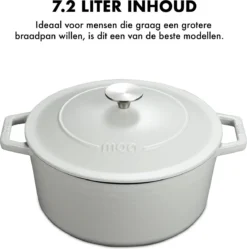 MOA Gietijzeren Braadpan - Inhoud 7,2 Liter - 30CM - Rond - Alle Warmtebronnen - Ook Voor Inductie - Gewicht 7,3 Kg - Wit - C30W -Keukenpotten Winkel 1192x1200 12