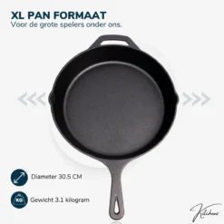 Gietijzeren Pan - Skillet - Koekenpan - BBQ - Koekenpan Inductie - ø32cm - 3.1 KG - Geschikt Voor Alle Warmtebronnen - Inclusief Gratis E-Book -Keukenpotten Winkel 1198x1200 10