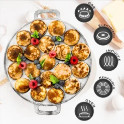 IRONO Poffertjespan Set - Incl. Doseerfles, Kwast En Vork - Poffertjespan Inductie En Electrisch - Poffertjesmaker 19 Poffertjes - Poffertjes Maken - Spuitfles - Cadeau Voor Mannen En Vrouwen -Keukenpotten Winkel 1198x1200 15