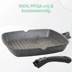 Coninx Grillpan 28CM - Steakpan - Afneembare Handgreep - PFAS-vrij - Grijs -Keukenpotten Winkel 1198x1200 30