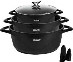 BIKO - Smile Pannen 8 Delige Pannenset - Braadpan - Zwart