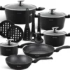Edënbërg Black Line - 15-delige Luxe Pannenset Van Gesmeed Aluminium