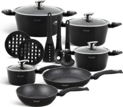 Edënbërg Black Line - 15-delige Luxe Pannenset Van Gesmeed Aluminium
