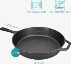 Navaris Gietijzeren Koekenpan - Braadpan Van Gietijzer - Ronde Skillet - Geschikt Voor Alle Warmtebronnen - Ø 25 Cm - Ovenbestendig Tot 260?graden 17 Navaris Gietijzeren Koekenpan - Braadpan Van Gietijzer - Ronde Skillet - Geschikt Voor Alle Warmtebronnen - Ø 25 Cm - Ovenbestendig Tot 260?graden -Keukenpotten Winkel 1200x1071