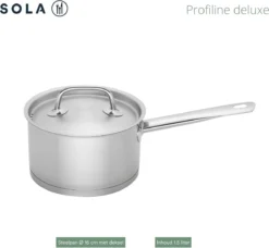 Sola Steelpan Profiline Deluxe - Ø 16 Cm - Zilver - RVS - Sandwichbodem -Keukenpotten Winkel 1200x1108 2