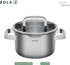 Sola Pannenset Juvia - 4 Delig - Ø 16,16,18,20 Cm - Zilver - RVS - Sandwichbodem -Keukenpotten Winkel 1200x1110