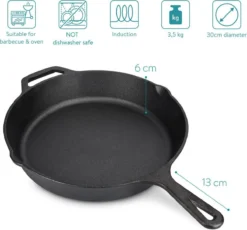 Navaris Gietijzeren Koekenpan - Braadpan Van Gietijzer - Ronde Skillet - Geschikt Voor Alle Warmtebronnen - Ø 30 Cm - Ovenbestendig Tot 260 Graden 20 Navaris Gietijzeren Koekenpan - Braadpan Van Gietijzer - Ronde Skillet - Geschikt Voor Alle Warmtebronnen - Ø 30 Cm - Ovenbestendig Tot 260 Graden -Keukenpotten Winkel 1200x1115
