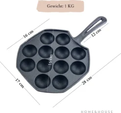 Home&House Poffertjespan Set - Zwart - Poffertjesmaker - Inductie - Gas - Poffertjes - Prik Vork - Kwast - Gietijzer - Poffertjesplaat - Poffertjespannen -Keukenpotten Winkel 1200x1122 2
