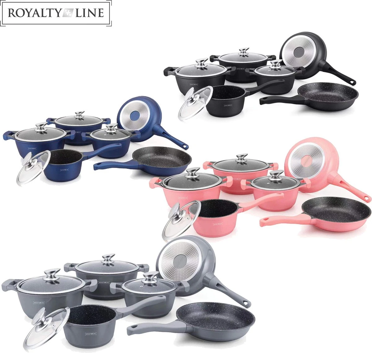 Royalty Line 10-delige Pannenset-- RVS - Gietijzer- Roze 6 Royalty Line 10-delige Pannenset-- RVS - Gietijzer- Roze - Afbeelding 6