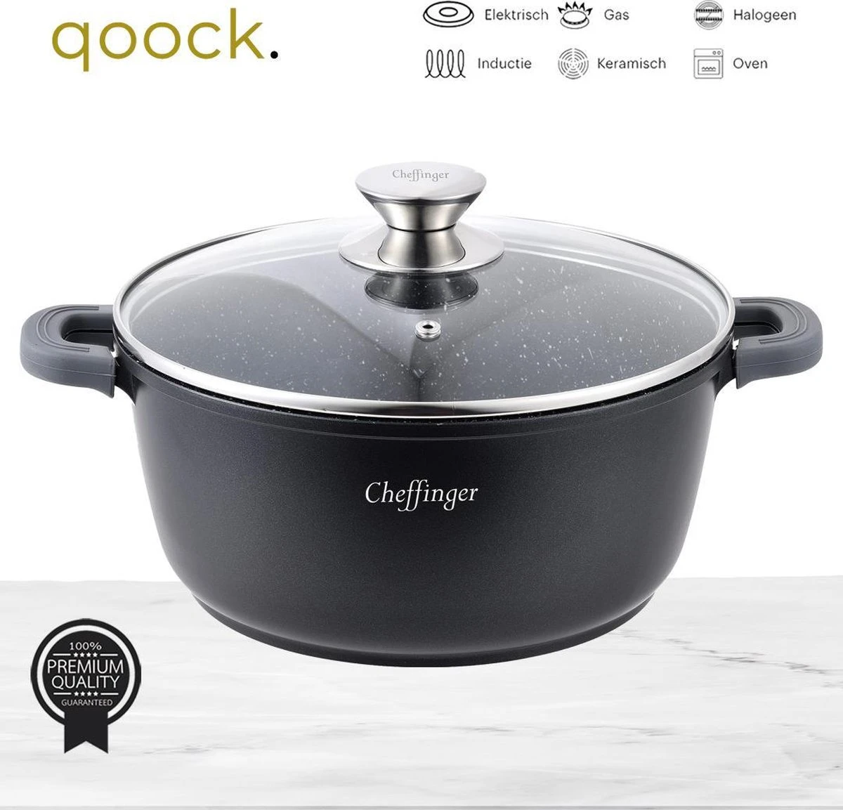 Cheffinger Cooking | Braadpan Met Deksel | 24cm | Alle Warmtebronnen | DC24 2 Cheffinger Cooking | Braadpan Met Deksel | 24cm | Alle Warmtebronnen | DC24 - Afbeelding 2