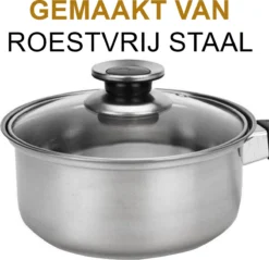 KitchenPrince 12-Delige Pannenset RVS - Pottenset - Kookpannen - Koekenpan - Steelpan - Bakpan - PFAS-Vrij - Pannenset - Pannenset Inductie - Antiaanbaklaag - Koekenpannenset -Keukenpotten Winkel 1200x1163