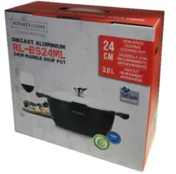 Royalty Line - Marble Soep/braadpan - Met Glazen Deksel Zwart - 24 CM. RL-BS24ML -Keukenpotten Winkel 1200x1190 1