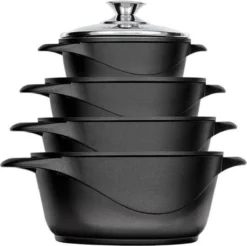 Smile 10 Delige Pannenset - Antiaanbaklaag - Vaatwasser Bestendig - Zwart -Keukenpotten Winkel 1200x1195 7