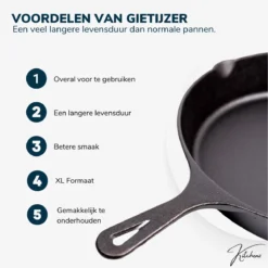 Gietijzeren Pan - Skillet - Koekenpan - BBQ - Koekenpan Inductie - ø32cm - 3.1 KG - Geschikt Voor Alle Warmtebronnen - Inclusief Gratis E-Book -Keukenpotten Winkel 1200x1198 14