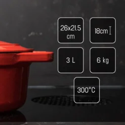 Daumonet Bocuse Rouge Gietijzeren Braadpan - Sudderpan Kersen Rood - Ovaal - Ø 29 Cm - 3 Liter - PFAS & PFOA Vrij - Emaille - Geschikt Voor Alle Warmtebronnen - Elektrisch - Gas - Halogeen - Inductie - Keramisch - Vaatwasserbestendig -Keukenpotten Winkel 1200x1199 13