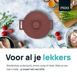 MOA Gietijzeren Braadpan - Inhoud 4,75 Liter - 26CM - Rond - Alle Warmtebronnen - Ook Voor Inductie - Gewicht 5,8 Kg - Bordeaux Rood - MC26BR -Keukenpotten Winkel 1200x1200 1082