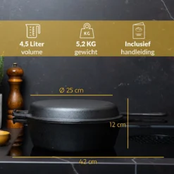 Chefarone Gietijzeren Pan - 2-in-1 Braadpan Inclusief Deksel - Geschikt Voor Alle Warmtebronnen -Keukenpotten Winkel 1200x1200 1125