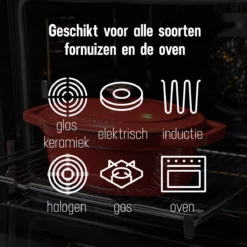 Daumonet Bocuse Rouge Gietijzeren Braadpan - Sudderpan Kersen Rood - Ovaal - Ø 29 Cm - 3 Liter - PFAS & PFOA Vrij - Emaille - Geschikt Voor Alle Warmtebronnen - Elektrisch - Gas - Halogeen - Inductie - Keramisch - Vaatwasserbestendig -Keukenpotten Winkel 1200x1200 1143