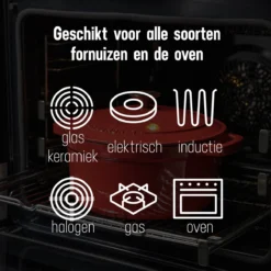 Daumonet Carême Rouge Gietijzeren Braadpan - Sudderpan Kersen Rood - Rond - Ø26 Cm - 4,4 Liter - PFAS & PFOA Vrij - Emaille - Geschikt Voor Alle Warmtebronnen - Elektrisch - Gas - Halogeen - Inductie - Keramisch - Vaatwasserbestendig 19 Daumonet Carême Rouge Gietijzeren Braadpan - Sudderpan Kersen Rood - Rond - Ø26 Cm - 4,4 Liter - PFAS & PFOA Vrij - Emaille - Geschikt Voor Alle Warmtebronnen - Elektrisch - Gas - Halogeen - Inductie - Keramisch - Vaatwasserbestendig -Keukenpotten Winkel 1200x1200 1164