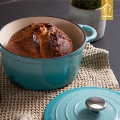 Chefarone Gietijzeren Pan - Braadpan Inclusief Deksel - Geschikt Voor Alle Warmtebronnen - Geëmailleerd Blauw -Keukenpotten Winkel 1200x1200 1195