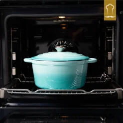 Chefarone Gietijzeren Pan - Braadpan Inclusief Deksel - Geschikt Voor Alle Warmtebronnen - Geëmailleerd Blauw -Keukenpotten Winkel 1200x1200 1196