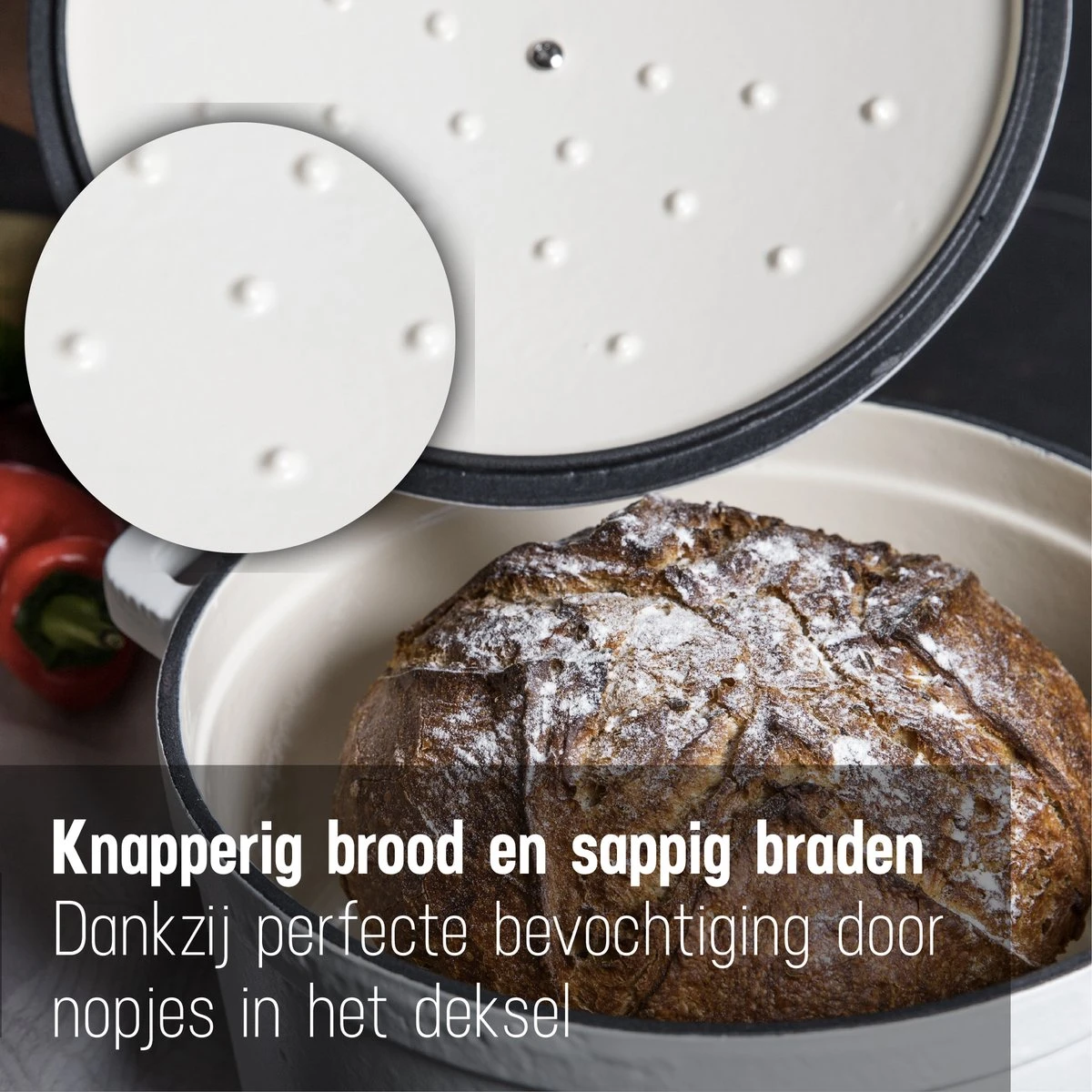 Daumonet Carême Blanc Gietijzeren Braadpan - Sudderpan Wit - Rond - Ø 26 Cm - 4,4 Liter - 100% PFAS & PFOA Vrij - Emaille - Geschikt Voor Alle Warmtebronnen - Elektrisch - Gas - Halogeen - Inductie - Keramisch - Vaatwasserbestendig 3 Daumonet Carême Blanc Gietijzeren Braadpan - Sudderpan Wit - Rond - Ø 26 Cm - 4,4 Liter - 100% PFAS & PFOA Vrij - Emaille - Geschikt Voor Alle Warmtebronnen - Elektrisch - Gas - Halogeen - Inductie - Keramisch - Vaatwasserbestendig - Afbeelding 3