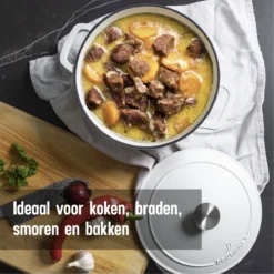 Daumonet Carême Blanc Gietijzeren Braadpan - Sudderpan Wit - Rond - Ø 26 Cm - 4,4 Liter - 100% PFAS & PFOA Vrij - Emaille - Geschikt Voor Alle Warmtebronnen - Elektrisch - Gas - Halogeen - Inductie - Keramisch - Vaatwasserbestendig 13 Daumonet Carême Blanc Gietijzeren Braadpan - Sudderpan Wit - Rond - Ø 26 Cm - 4,4 Liter - 100% PFAS & PFOA Vrij - Emaille - Geschikt Voor Alle Warmtebronnen - Elektrisch - Gas - Halogeen - Inductie - Keramisch - Vaatwasserbestendig -Keukenpotten Winkel 1200x1200 1218