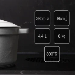 Daumonet Carême Blanc Gietijzeren Braadpan - Sudderpan Wit - Rond - Ø 26 Cm - 4,4 Liter - 100% PFAS & PFOA Vrij - Emaille - Geschikt Voor Alle Warmtebronnen - Elektrisch - Gas - Halogeen - Inductie - Keramisch - Vaatwasserbestendig 16 Daumonet Carême Blanc Gietijzeren Braadpan - Sudderpan Wit - Rond - Ø 26 Cm - 4,4 Liter - 100% PFAS & PFOA Vrij - Emaille - Geschikt Voor Alle Warmtebronnen - Elektrisch - Gas - Halogeen - Inductie - Keramisch - Vaatwasserbestendig -Keukenpotten Winkel 1200x1200 1221