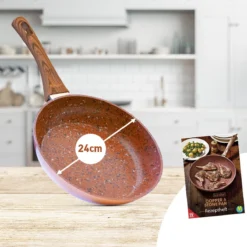 Livington Copper & Stone Pan - 24cm Koekenpan- Anti-aanbaklaag En Krasbestendig - Graniet Look - Binnenste Steenlaag Voor Perfecte Warmteverdeling - Geschikt Voor Ceran, Gas, Elektrisch, Inductie -Keukenpotten Winkel 1200x1200 1242