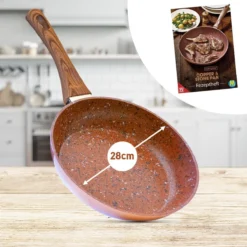 Livington Copper & Stone Pan - 24cm Koekenpan- Anti-aanbaklaag En Krasbestendig - Graniet Look - Binnenste Steenlaag Voor Perfecte Warmteverdeling - Geschikt Voor Ceran, Gas, Elektrisch, Inductie -Keukenpotten Winkel 1200x1200 1244