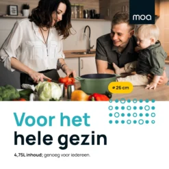 MOA Gietijzeren Braadpan - Inhoud 4,75 Liter - 26CM - Rond - Alle Warmtebronnen - Ook Voor Inductie - Gewicht 5,8 Kg - Olijfgroen - MC26OG -Keukenpotten Winkel 1200x1200 1263