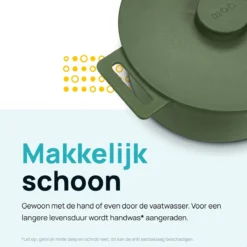 MOA Gietijzeren Braadpan - Inhoud 4,75 Liter - 26CM - Rond - Alle Warmtebronnen - Ook Voor Inductie - Gewicht 5,8 Kg - Olijfgroen - MC26OG -Keukenpotten Winkel 1200x1200 1265
