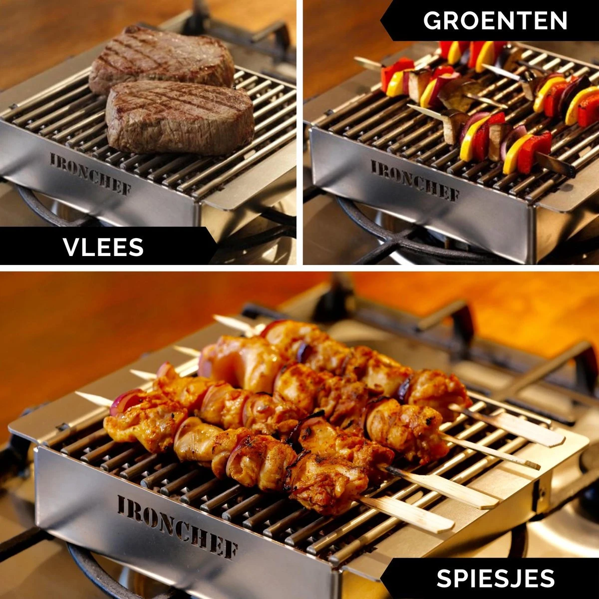IRONCHEF Lavastenen Grill - Geschikt Voor Gasfornuis - Barbecue - BBQ - Grillplaat - Grilplaat - Bakplaat - Grillpan 6 IRONCHEF Lavastenen Grill - Geschikt Voor Gasfornuis - Barbecue - BBQ - Grillplaat - Grilplaat - Bakplaat - Grillpan - Afbeelding 6
