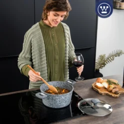 Westinghouse Kookpan/Braadpan Inductie - Ø 28 Cm - Grijs Graniet - Met Deksel - PFOA Vrij -Keukenpotten Winkel 1200x1200 150