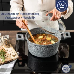 Westinghouse Kookpan/Braadpan Inductie - Ø 28 Cm - Grijs Graniet - Met Deksel - PFOA Vrij -Keukenpotten Winkel 1200x1200 152