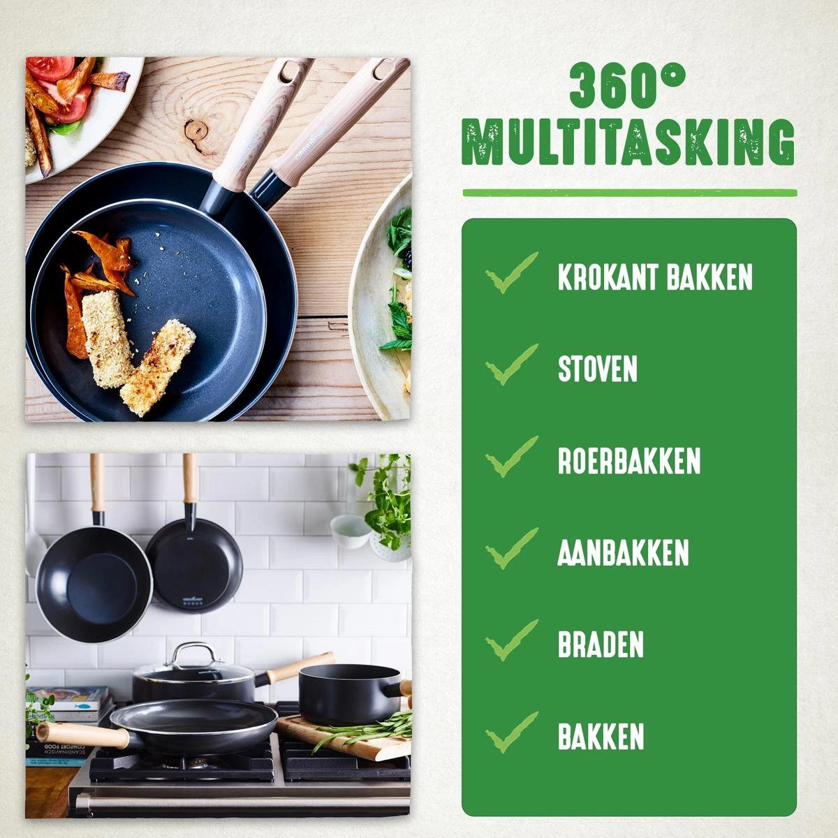 GreenChef Vintage Wokpan 28cm/3.7L - Zwart - Inductie - PFAS-vrij 6 GreenChef Vintage Wokpan 28cm/3.7L - Zwart - Inductie - PFAS-vrij - Afbeelding 6