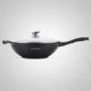 Royalty Line Marble Coating Wokpan - Met Glazen Deksel - Zwart - 32 Cm