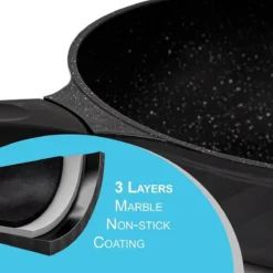 Marble Coating Wokpan Inductie - Met Glazen Deksel - Zwart - 30 Cm -Keukenpotten Winkel 1200x1200 323