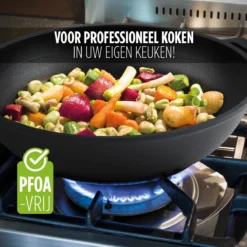 Rosmarino Black Line - Wokpan - Ø30cm - 100% PFAS & PFOA Vrij - Gegoten Aluminium - Non-stick Minerale Coating - Ergonomische Handgreep - Geschikt Voor Alle Warmtebronnen & Vaatwasser -Keukenpotten Winkel 1200x1200 326