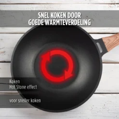 Rosmarino Black Line - Wokpan - Ø30cm - 100% PFAS & PFOA Vrij - Gegoten Aluminium - Non-stick Minerale Coating - Ergonomische Handgreep - Geschikt Voor Alle Warmtebronnen & Vaatwasser -Keukenpotten Winkel 1200x1200 327