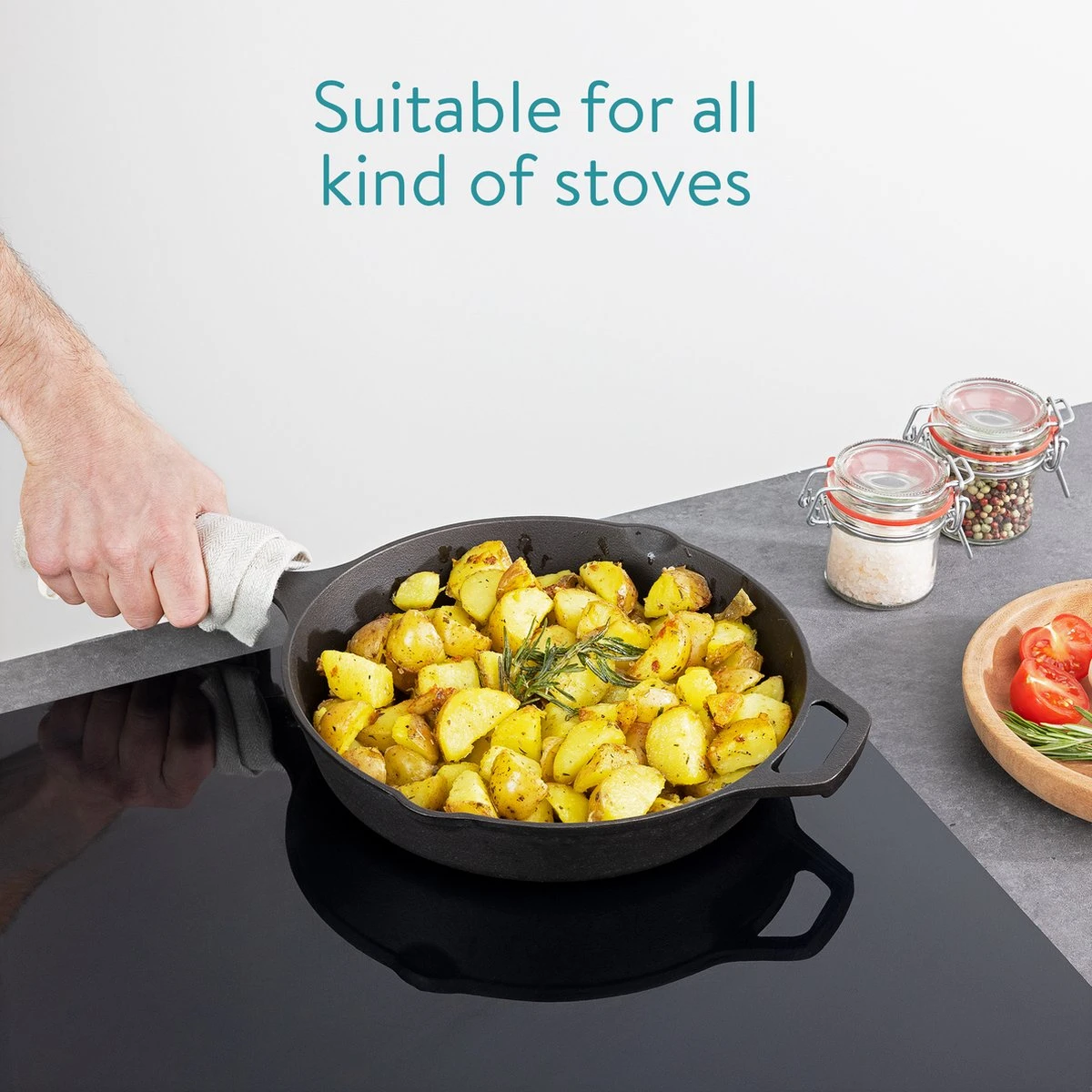 Navaris Gietijzeren Koekenpan - Braadpan Van Gietijzer - Ronde Skillet - Geschikt Voor Alle Warmtebronnen - Ø 30 Cm - Ovenbestendig Tot 260 Graden 6 Navaris Gietijzeren Koekenpan - Braadpan Van Gietijzer - Ronde Skillet - Geschikt Voor Alle Warmtebronnen - Ø 30 Cm - Ovenbestendig Tot 260 Graden - Afbeelding 6