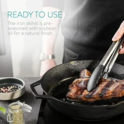 Navaris Gietijzeren Koekenpan - Braadpan Van Gietijzer - Ronde Skillet - Geschikt Voor Alle Warmtebronnen - Ø 30 Cm - Ovenbestendig Tot 260 Graden 34 Navaris Gietijzeren Koekenpan - Braadpan Van Gietijzer - Ronde Skillet - Geschikt Voor Alle Warmtebronnen - Ø 30 Cm - Ovenbestendig Tot 260 Graden -Keukenpotten Winkel 1200x1200 360