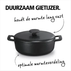 BRABANTIA THE DUTCH Gietijzeren Braadpan - Ø 28cm - MAT Zwart - Inductie -Keukenpotten Winkel 1200x1200 37