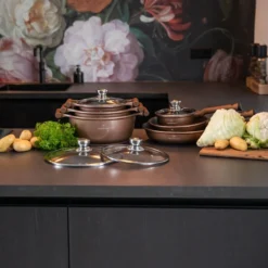 Herenthal Inductie Pannenset- Luxe 10-delige Koekenpannenset - Voor Alle Warmtebronnen - Met Glazen Deksels - Koper 17 Herenthal Inductie Pannenset- Luxe 10-delige Koekenpannenset - Voor Alle Warmtebronnen - Met Glazen Deksels - Koper -Keukenpotten Winkel 1200x1200 41