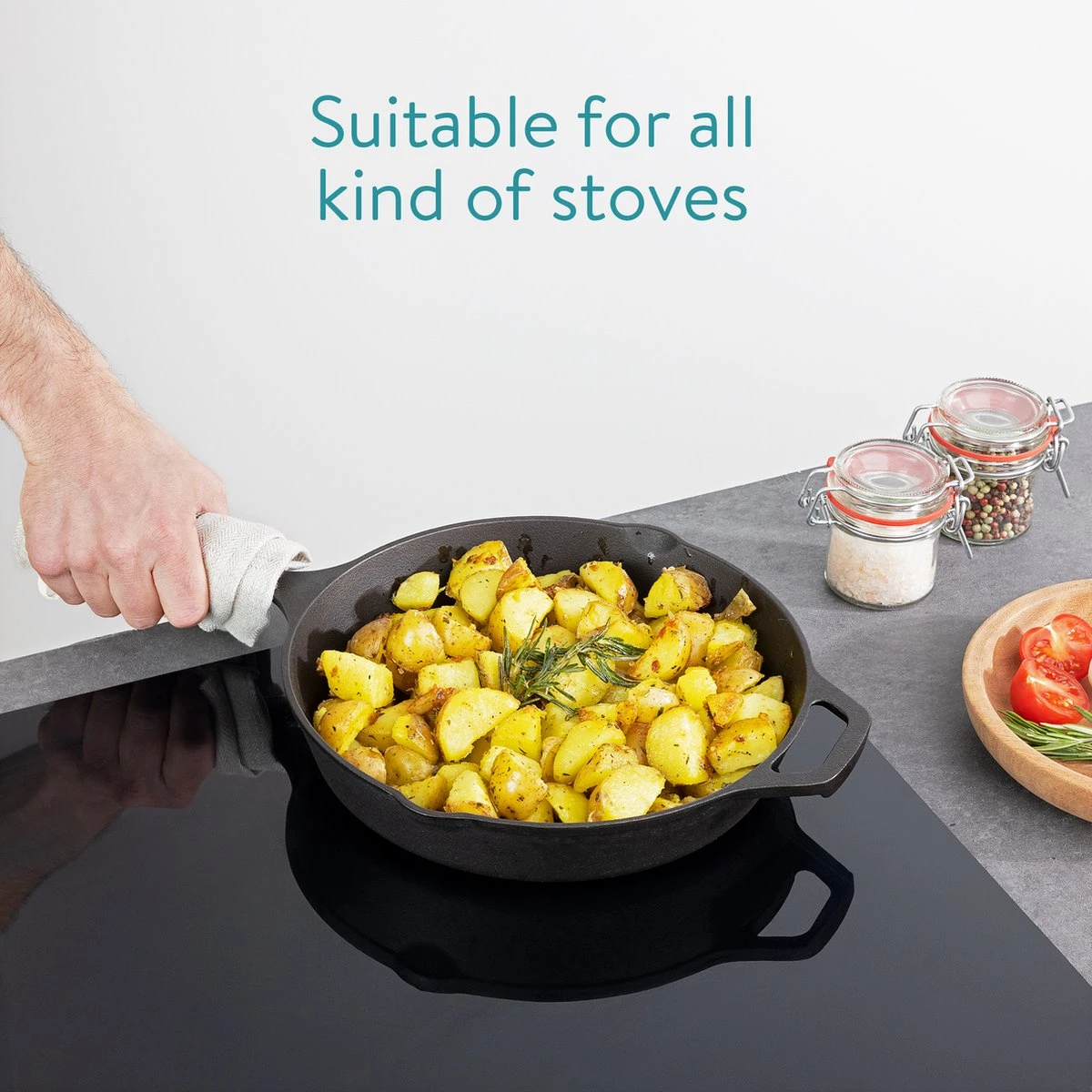 Navaris Gietijzeren Koekenpan - Braadpan Van Gietijzer - Ronde Skillet - Geschikt Voor Alle Warmtebronnen - Ø 25 Cm - Ovenbestendig Tot 260?graden 5 Navaris Gietijzeren Koekenpan - Braadpan Van Gietijzer - Ronde Skillet - Geschikt Voor Alle Warmtebronnen - Ø 25 Cm - Ovenbestendig Tot 260?graden - Afbeelding 5